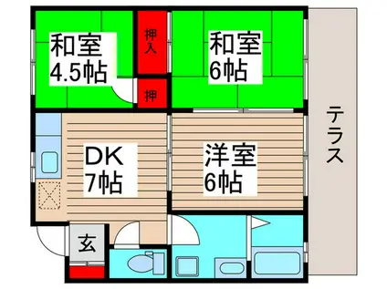 シャトーサンライズ2(3DK/1階)の間取り写真