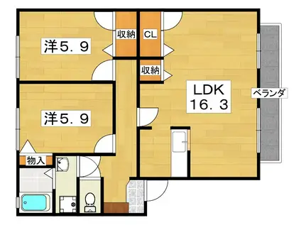 コートビレッジ(2LDK/1階)の間取り写真
