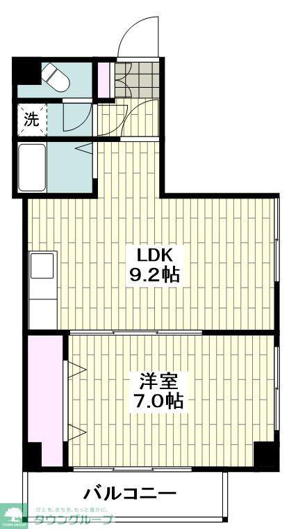 鴨居港マンション(1LDK/3階)の間取り写真