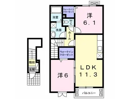 サザンコート(2LDK/2階)の間取り写真