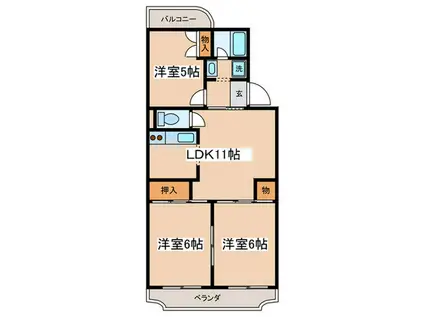 ハイツ山田(3LDK/4階)の間取り写真