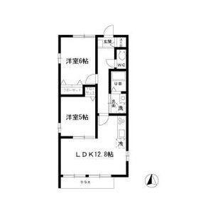 キャッスル本庄B棟(2LDK/1階)の間取り写真