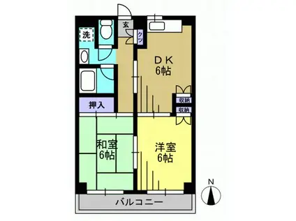 ホワイトパレスII(2DK/3階)の間取り写真