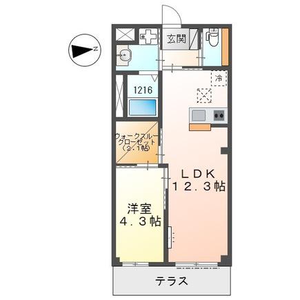 ETOILE -エトワール-(1LDK/1階)の間取り写真