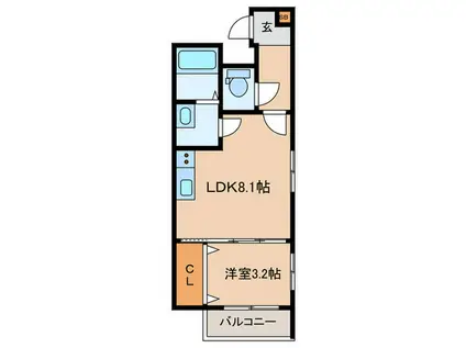 MOVE八田ウエスト(1LDK/3階)の間取り写真