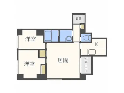 クレアシオン桑園II(2LDK/6階)の間取り写真