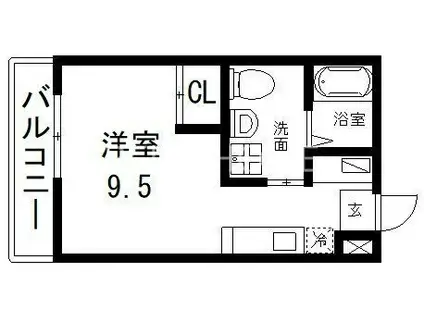 LIVINGLIFE長瀬 ウエスト(ワンルーム/3階)の間取り写真