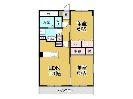 FORMII(2LDK/3階)の間取り写真