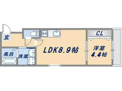 ビューティーセゾンK(1LDK/2階)の間取り写真