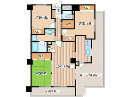 Kコーポ八乙女(3LDK/6階)の間取り写真