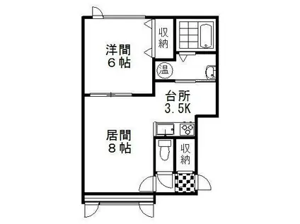 AZZURRO(1LDK/1階)の間取り写真