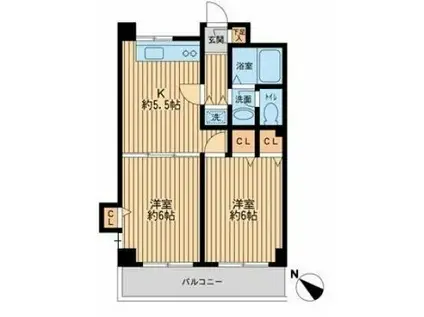 プライムアーバン新宿落合(2K/2階)の間取り写真