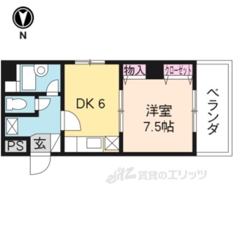 ワイズアクト(1DK/4階)の間取り写真