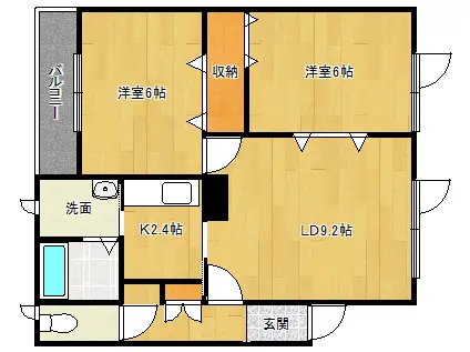 キャスターヴィレッジ ノースウィング(2LDK/3階)の間取り写真