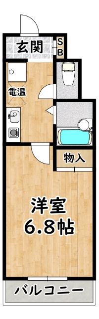 サンライズ大和田(1K/4階)の間取り写真