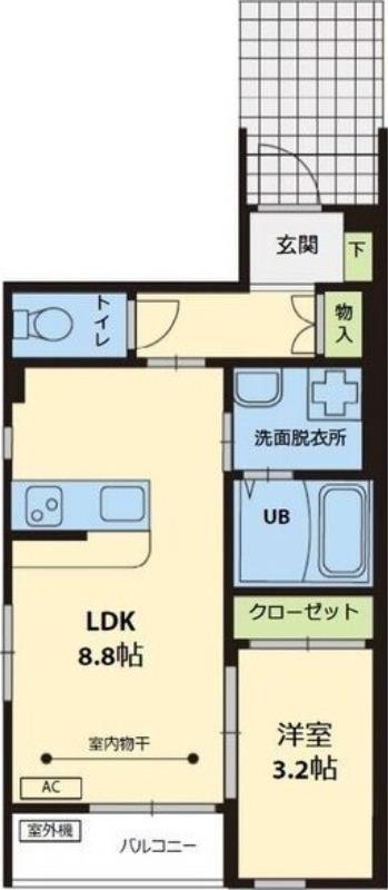 MIYABI(1LDK/1階)の間取り写真