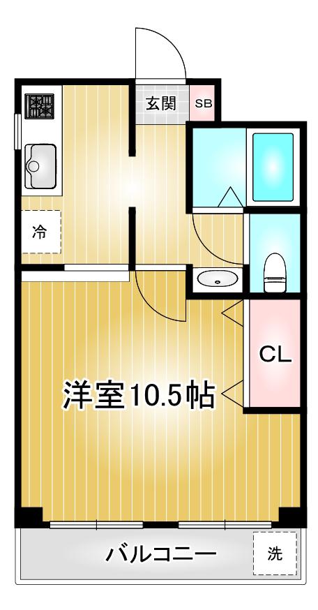 第72プロスパービル(1K/2階)の間取り写真