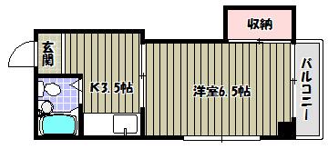 ウエスト VILLAGE(1K/3階)の間取り写真