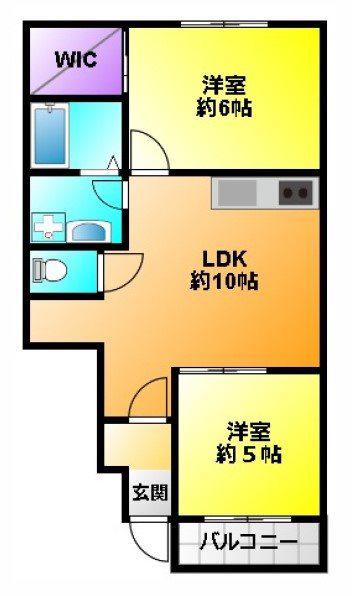 アーバンキブネ(2LDK/1階)の間取り写真