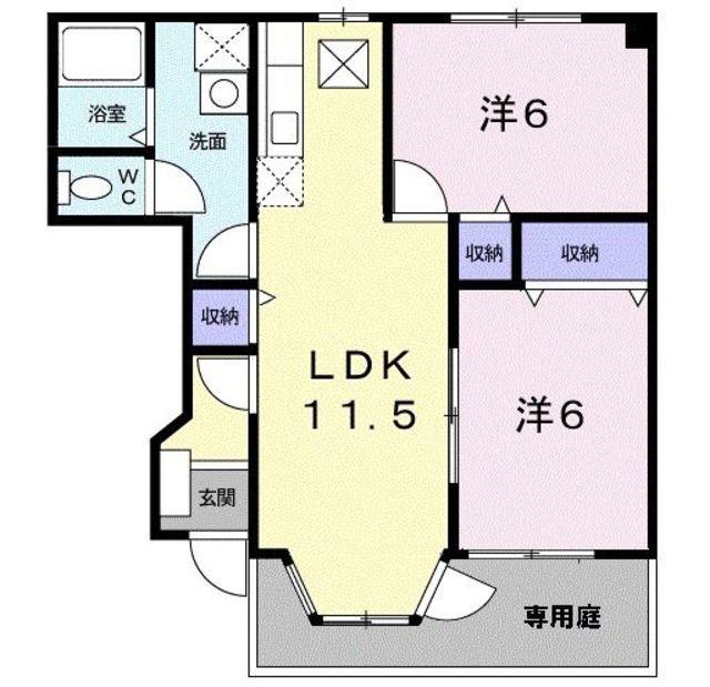 ドゥージャン(2LDK/1階)の間取り写真