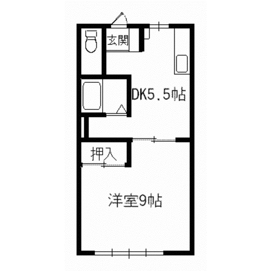 メゾンドK(1DK/2階)の間取り写真