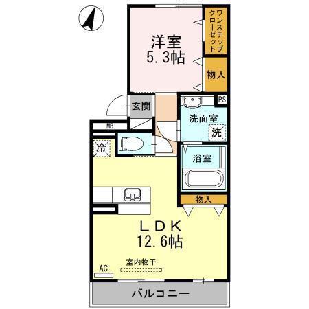 ベルヴュー A棟(1LDK/3階)の間取り写真
