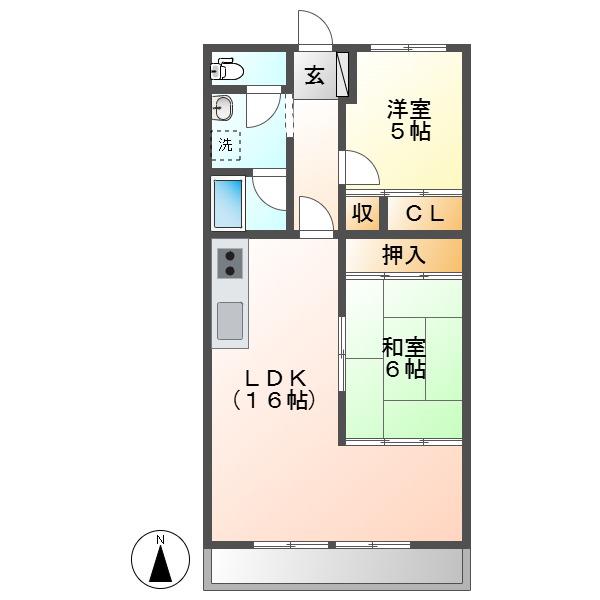サンヴィレッジ(2LDK/2階)の間取り写真