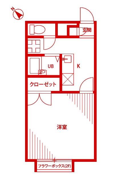 プレジール向河原(1K/2階)の間取り写真