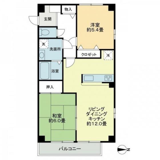 カンフォタブル(2LDK/2階)の間取り写真