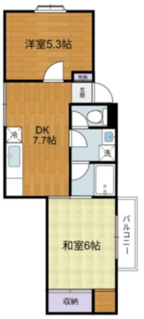 フラット三輪(2DK/3階)の間取り写真