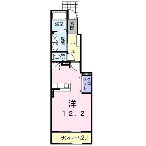 ミルキータウン城所II(ワンルーム/1階)の間取り写真