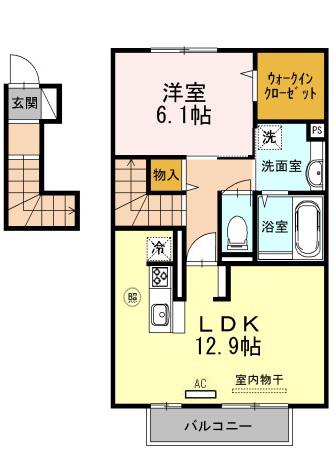 グランクレール自由が丘(1LDK/2階)の間取り写真