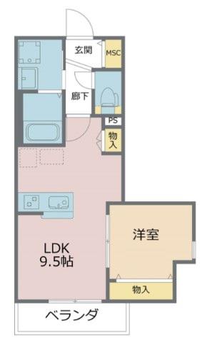 グランデクラッセ新都心(1LDK/2階)の間取り写真