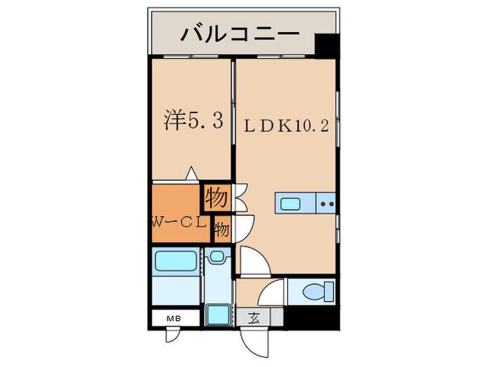 リオグランデ中央(1LDK/3階)の間取り写真