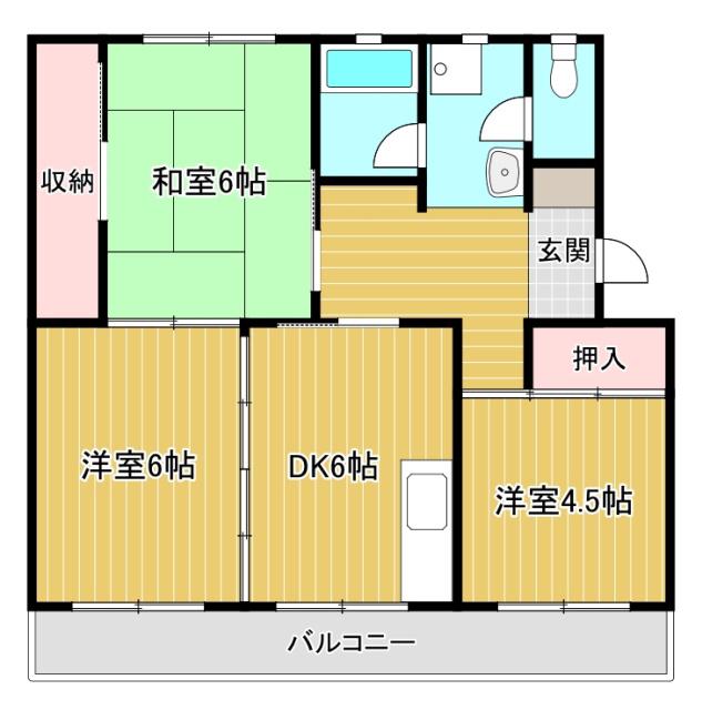 芳川マンション(2LDK/2階)の間取り写真