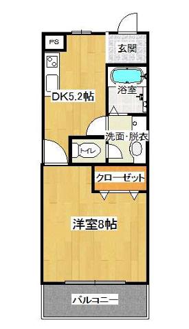 フルール稲葉(1DK/1階)の間取り写真