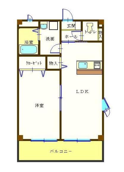 リシェス・ハイランド(1LDK/1階)の間取り写真