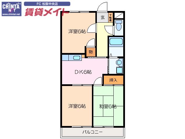 リバーサイドハイツ(3DK/1階)の間取り写真