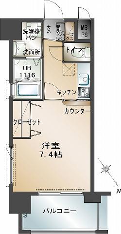 エンクレスト福岡(1K/6階)の間取り写真