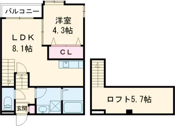 エルシャトー小郡(1LDK/1階)の間取り写真