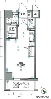 エンクレスト奈良屋(ワンルーム/4階)の間取り写真