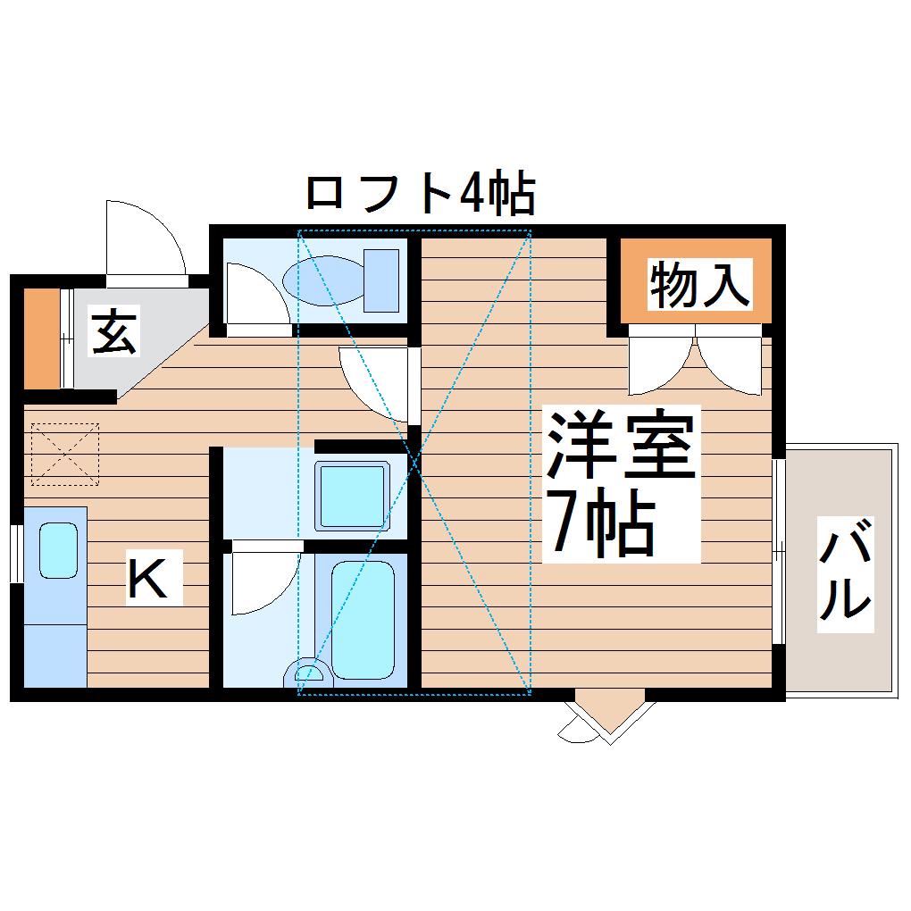 SKコート(1K/2階)の間取り写真