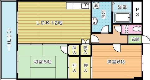 SOLANA足原(2LDK/5階)の間取り写真