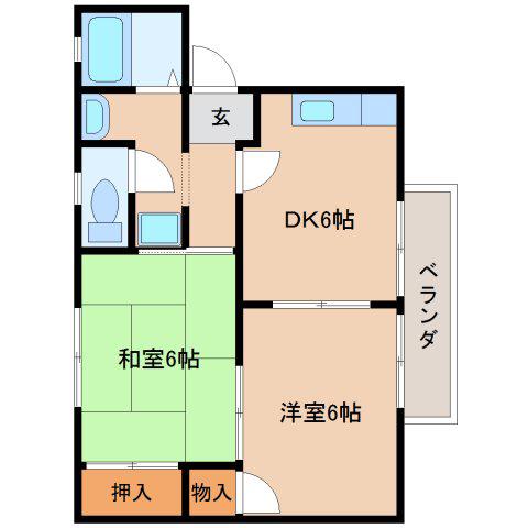 プレミール深田(2DK/2階)の間取り写真