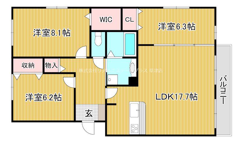 JR東海道本線 草津駅(滋賀) 徒歩20分 3階建 築11年(3LDK/1階)の間取り写真