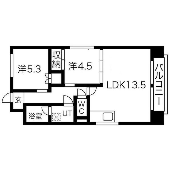 ヴィークル白浜(2LDK/6階)の間取り写真