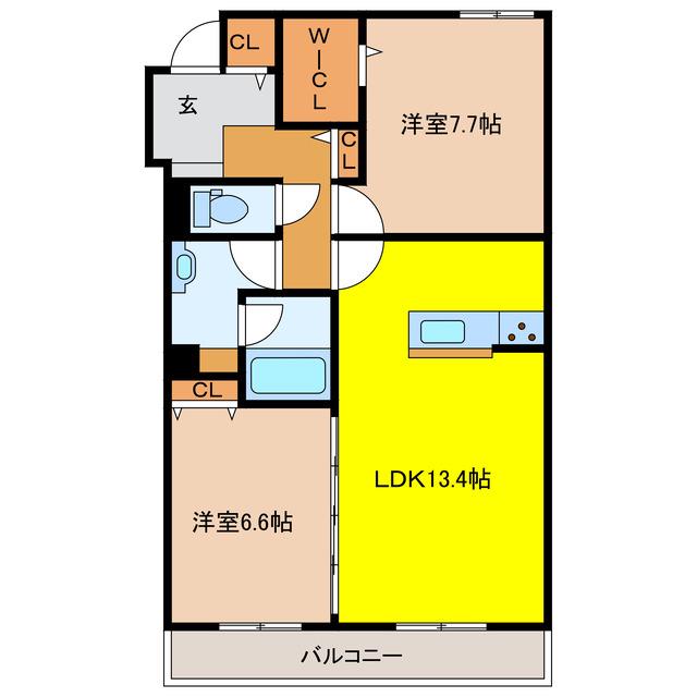 デュランタ(2LDK/2階)の間取り写真