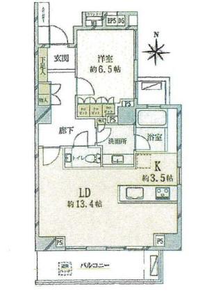 グランドメゾン恵比寿の杜フロントレジデンス(1LDK/5階)の間取り写真