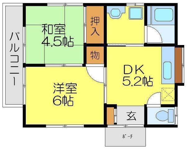 コーポ倉島(2K/2階)の間取り写真