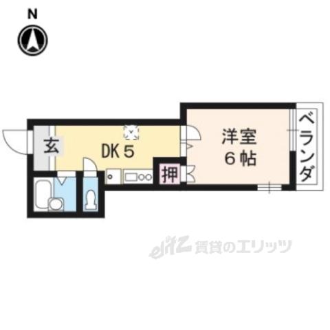 パフィオ聖護院(1K/2階)の間取り写真